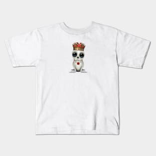 Cute Royal Harp seal Wearing Crown Kids T-Shirt